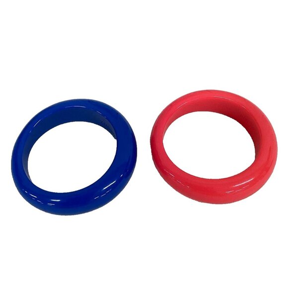 BEN AMUN BY ISAAC MANEVITZ Resin Bangle Bracelet Set Modernist Pink Blue Signed - Picture 4 of 7